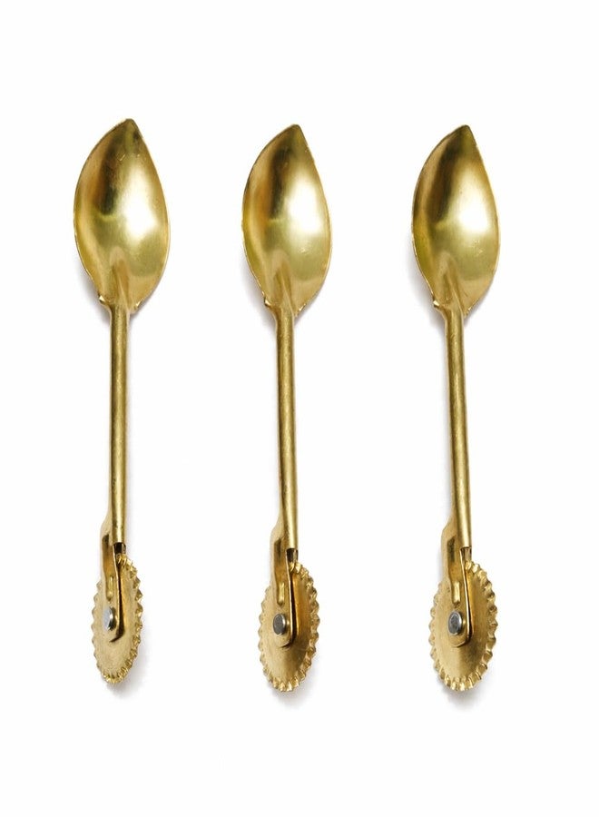 GS KITCHENWARE GS Brass Karanji Cutter Tool, Gujia/Shankarpali Cutter, 2 in 1 Brass Spoon with Cutter, Pack of 3. - Image 1